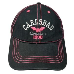 Mountain Baseball Cap Black One Size Carlsbad Caverns Bat Logo Pink Stitch Hat